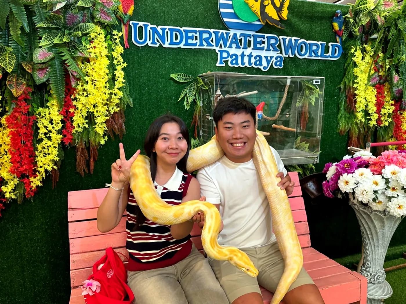 Rayner and Panita creating attraction and venue visit content in Pattaya